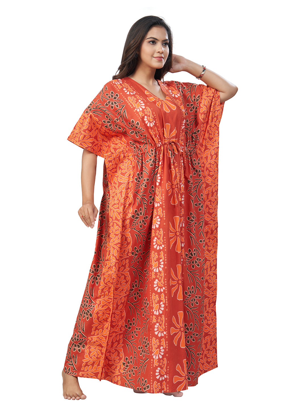 K180 -  Rust Palm, Hand Dyed Batik, 100% Cotton Kaftan