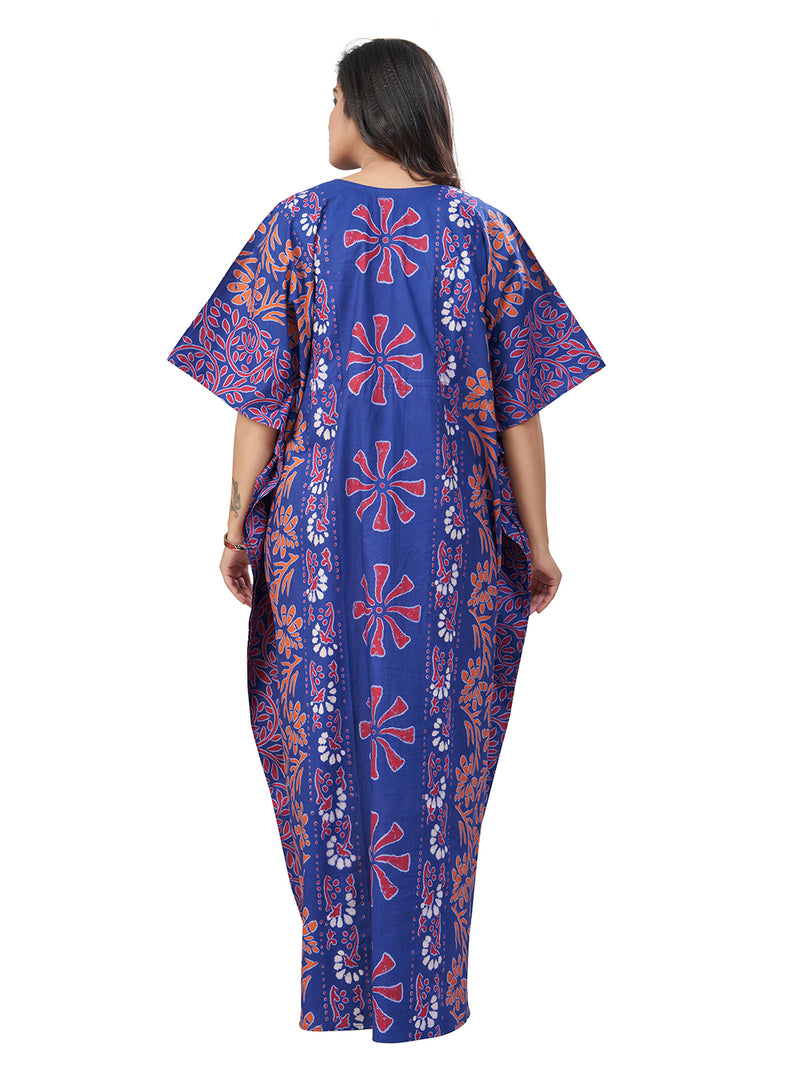 Blue Palm, Hand Dyed Batik, 100% Cotton Kaftan - K183 - image 6