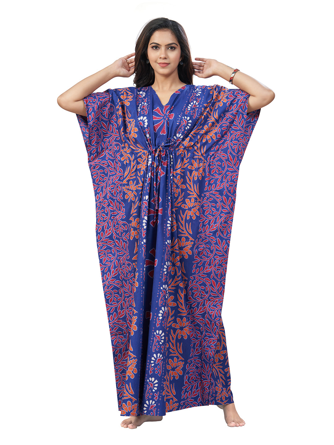 K183 -  Blue Palm, Hand Dyed Batik, 100% Cotton Kaftan