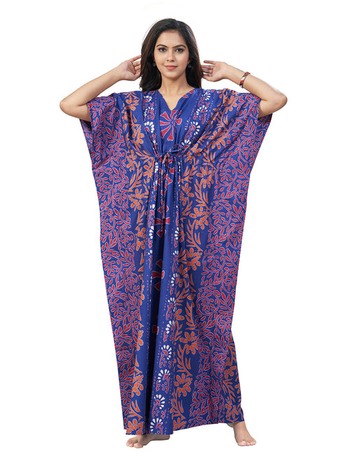 Blue Palm, Hand Dyed Batik, 100% Cotton Kaftan - K183