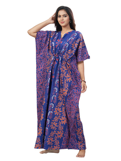 K183 -  Blue Palm, Hand Dyed Batik, 100% Cotton Kaftan