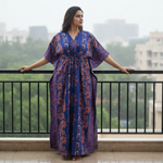 Blue Palm, Hand Dyed Batik, 100% Cotton Kaftan - K183 - image 1