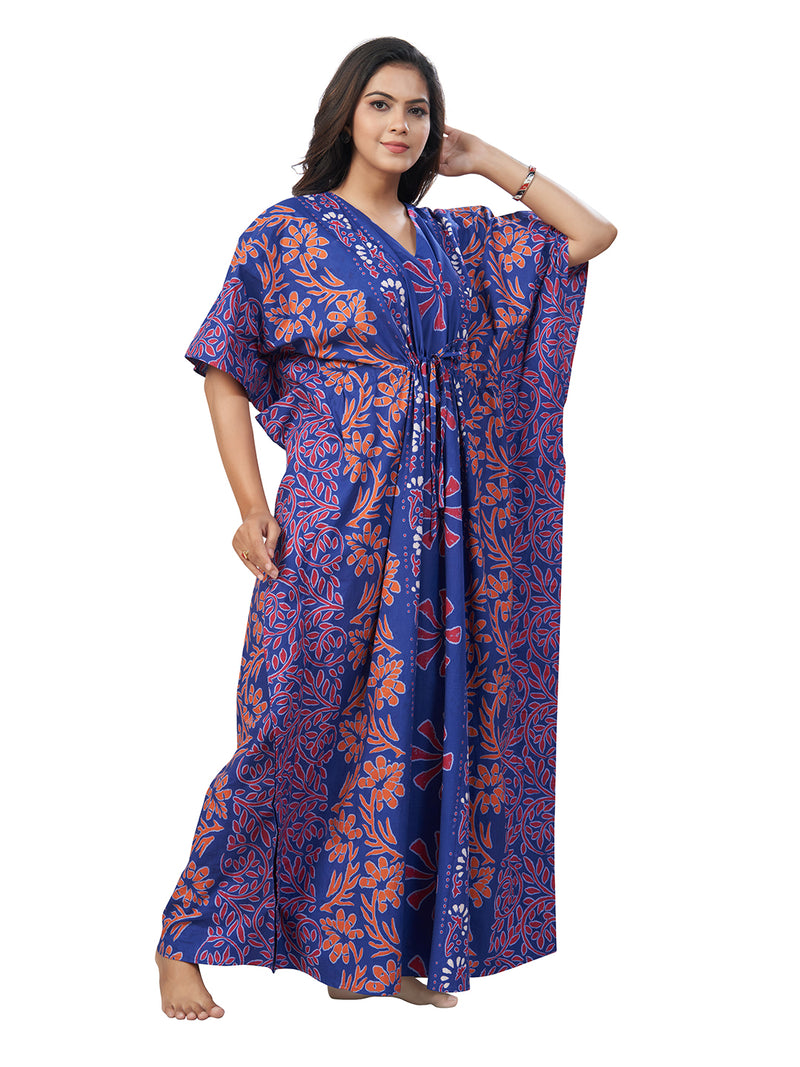 Blue Palm, Hand Dyed Batik, 100% Cotton Kaftan - K183 - image 5