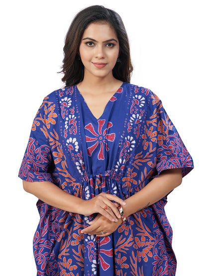 K183 -  Blue Palm, Hand Dyed Batik, 100% Cotton Kaftan