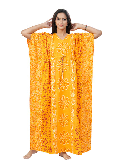 Yellow Palm, Hand Dyed Batik, 100% Cotton Kaftan - K184