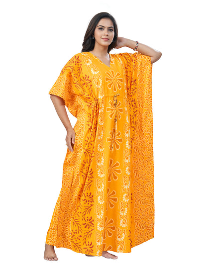 K184 -  Yellow Palm, Hand Dyed Batik, 100% Cotton Kaftan