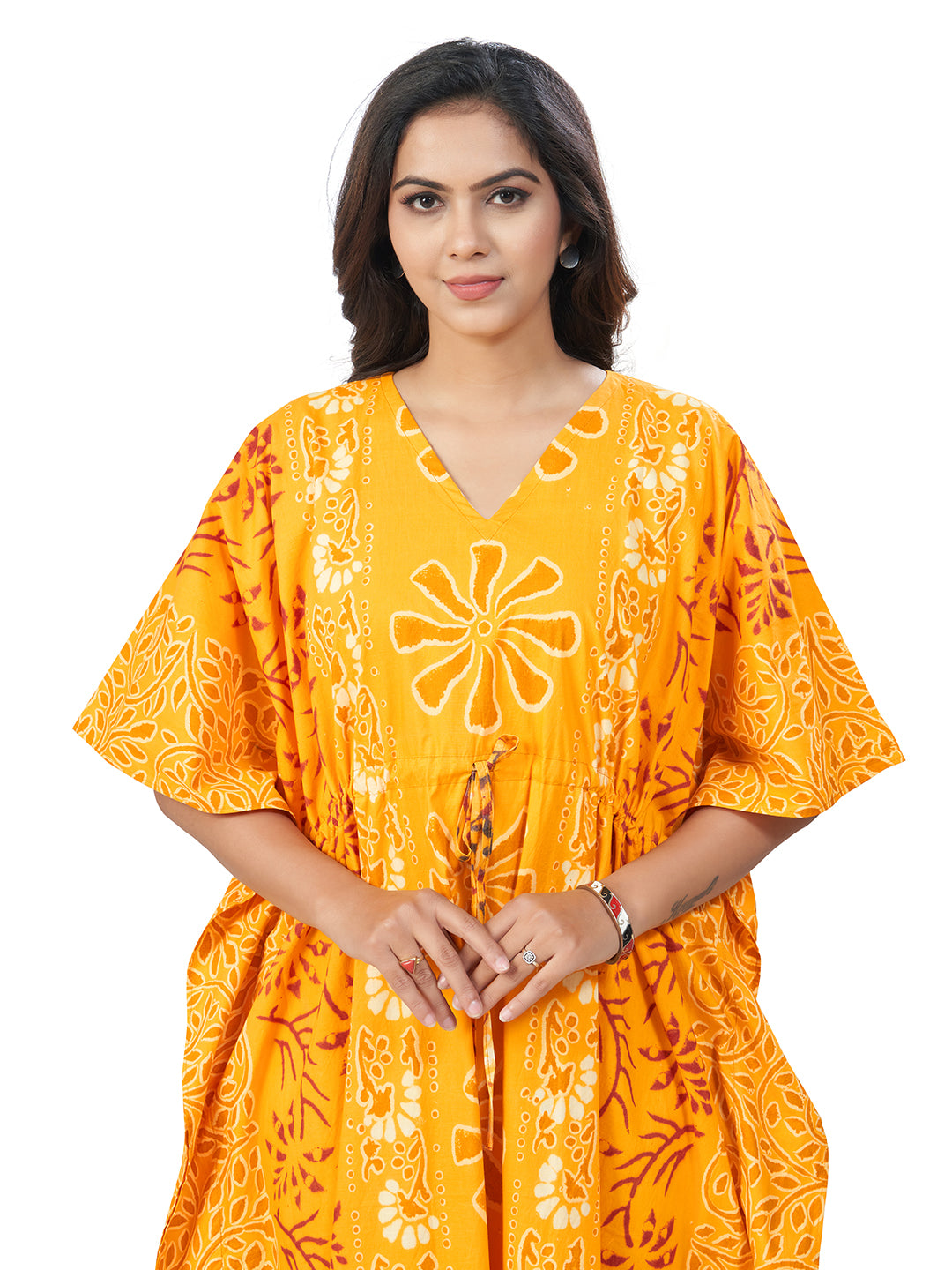 K184 -  Yellow Palm, Hand Dyed Batik, 100% Cotton Kaftan