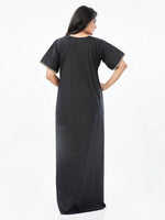 Black Scallops Design, Embroidered, 100% Cotton Night Gown - NGE500 image 9