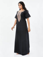 Black Scallops Design, Embroidered, 100% Cotton Night Gown - NGE500 image 6