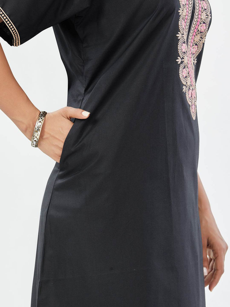 Black Scallops Design, Embroidered, 100% Cotton Night Gown - NGE500 image 8