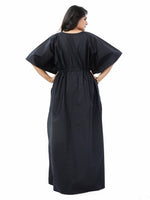 Cream & Black, Embroidered, 100% Cotton Kaftan - KE503 - image 6