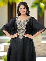 Cream & Black, Embroidered, 100% Cotton Kaftan - KE503 - image 2