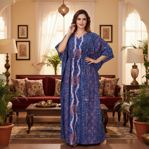 Blue S Design, Hand Dyed Batik Tie-up, 100% Cotton Kaftan - K052