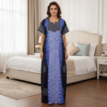 Blue & Black Shaded, Hand Dyed Batik, 100% Cotton Night Gown - NG043 image 1