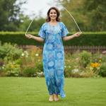 Blue Block Design, Hand Dyed Batik, 100% Cotton Night Gown - NG062 image 1