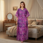 Purple Block Design, Hand Dyed Batik Tie-up, 100% Cotton Kaftan - K063 - image 1