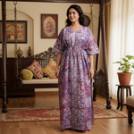 Purple & Pink, Hand Dyed Batik Tie-up, 100% Cotton Kaftan - K070 - image 1