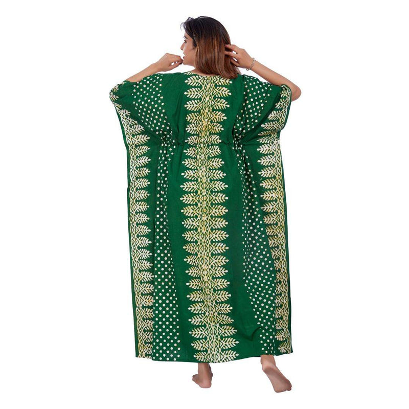 Green Dotted, Hand Dyed Batik, 100% Cotton Kaftan - K006 - image 8