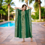 Green Dotted, Hand Dyed Batik, 100% Cotton Kaftan - K006 - image 10