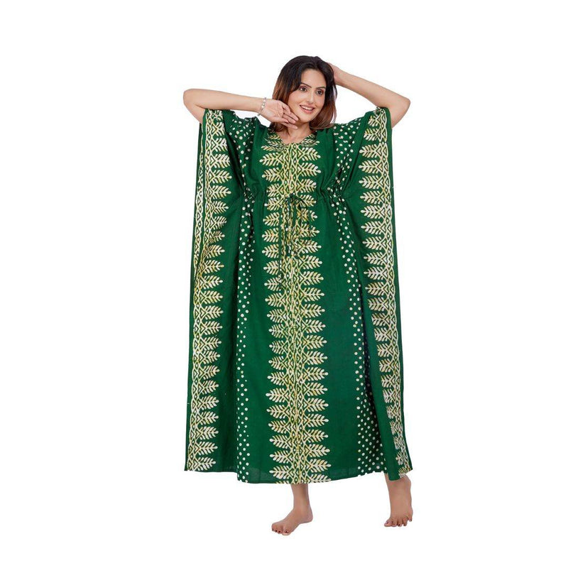 Green Dotted, Hand Dyed Batik, 100% Cotton Kaftan - K006 - image 5