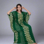Green Dotted, Hand Dyed Batik, 100% Cotton Kaftan - K006 - image 3