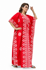 Red Paisley Design Batik, Hand Dyed Batik, 100% Cotton Kaftan - K210 - image 2