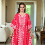 Pink Dotted, Hand Dyed Batik, 100% Cotton Kaftan - K003 - image 3
