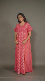 Pink Zig Zag Batik, Hand Dyed Batik, 100% Cotton Night Gown - NG160 image 1