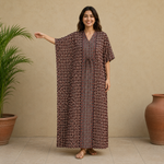 KA3008 – Exclusive Hand Block Ajrak Cotton Kaftan - image 1