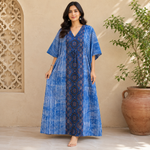KA3004 – Exclusive Hand Block Ajrak Cotton Kaftan - image 1