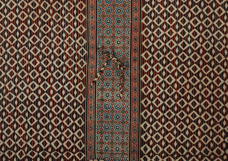 KA3008 – Exclusive Hand Block Ajrak Cotton Kaftan - image 2