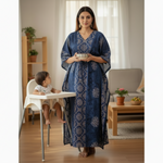 Blue Flowers, Hand Dyed Batik, 100% Cotton Kaftan - K036 - image 1