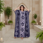 Blue White Circles, Hand Dyed Batik, 100% Cotton Kaftan - K023 - image 1
