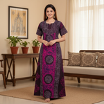 Pink Black Circles, Hand Dyed Batik, 100% Cotton Night Gown - NG020 image 1