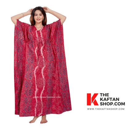 Premium Coral Pink Hand-Dyed Batik Cotton Kaftan | The Kaftan Shop