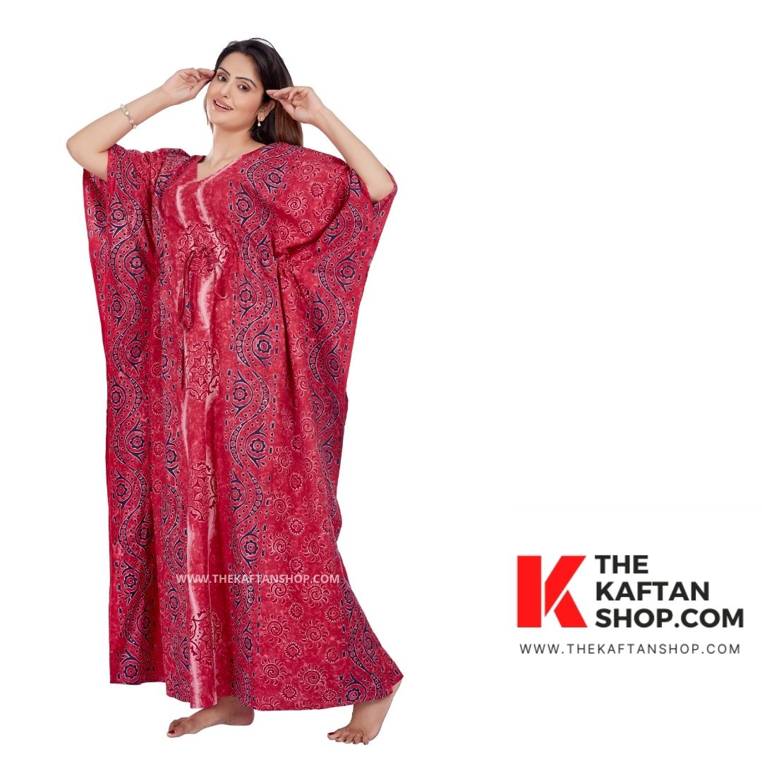 Premium Coral Pink Hand-Dyed Batik 100% Cotton Kaftan | The Kaftan Shop