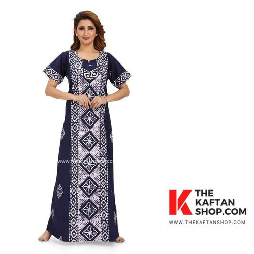Blue Diamond Design, Hand Dyed Batik, 100% Cotton Night Gown - NG081