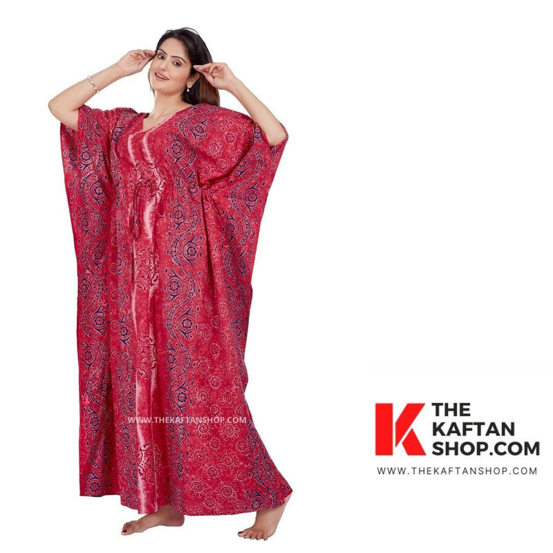 Pink S Design, Hand Dyed Batik Tie-up, 100% Cotton Kaftan - K050 - image 4