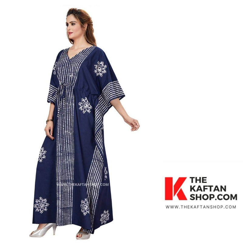 Stripe Navy Blue, Hand Dyed Batik Tie-up, 100% Cotton Kaftan - K011 - image 5