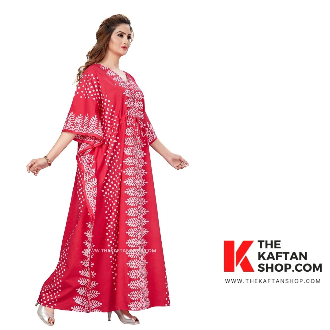 Pink Dotted Hand-Dyed Batik Cotton Kaftan | Kaftans and Nightgowns