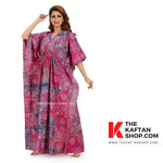 Purple & Pink Block Design, Hand Dyed Batik Tie-up, 100% Cotton Kaftan - K066 - image 2