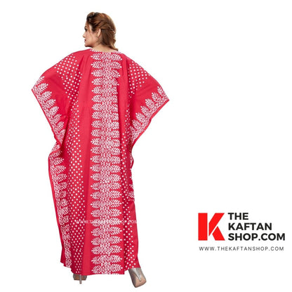 Pink Dotted Hand-Dyed Batik 100% Cotton Kaftan | The Kaftan Shop