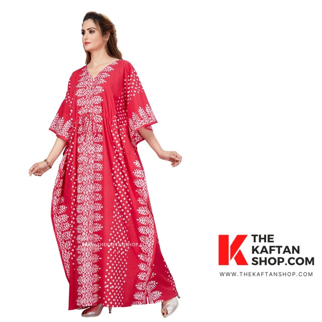 Pink Dotted Hand-Dyed Batik Cotton Kaftan | Shop Kaftans &amp; Nightgowns