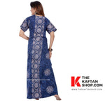Blue Flowers, Hand Dyed Batik, 100% Cotton Night Gown - NG036 image 4