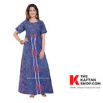 Blue S Design, Hand Dyed Batik Tie-up, 100% Cotton Night Gown - NG052 image 1