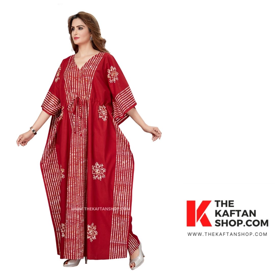 Red Stripe Hand-Dyed Batik Cotton Kaftan | Buy Online – The Kaftan Shop