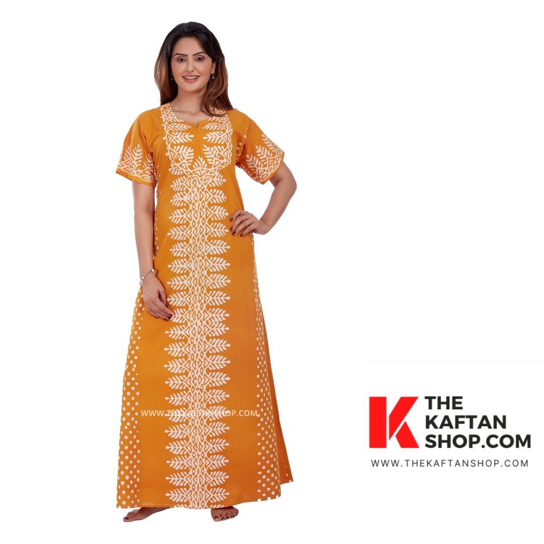 Summer Yellow Hand-Dyed Batik Cotton Night Gown – The Kaftan Shop