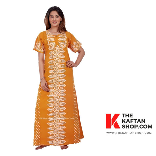 Summer Yellow Hand-Dyed Batik Cotton Night Gown – The Kaftan Shop