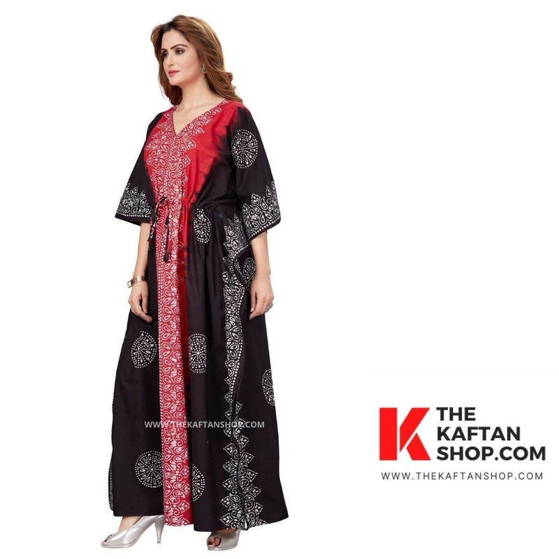 Red & Black Shaded, Hand Dyed Batik, 100% Cotton Kaftan - K042 - image 3