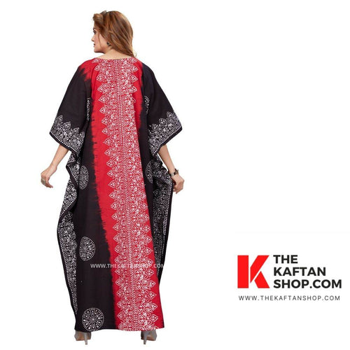 Red & Black Shaded, Hand Dyed Batik, 100% Cotton Kaftan - K042
